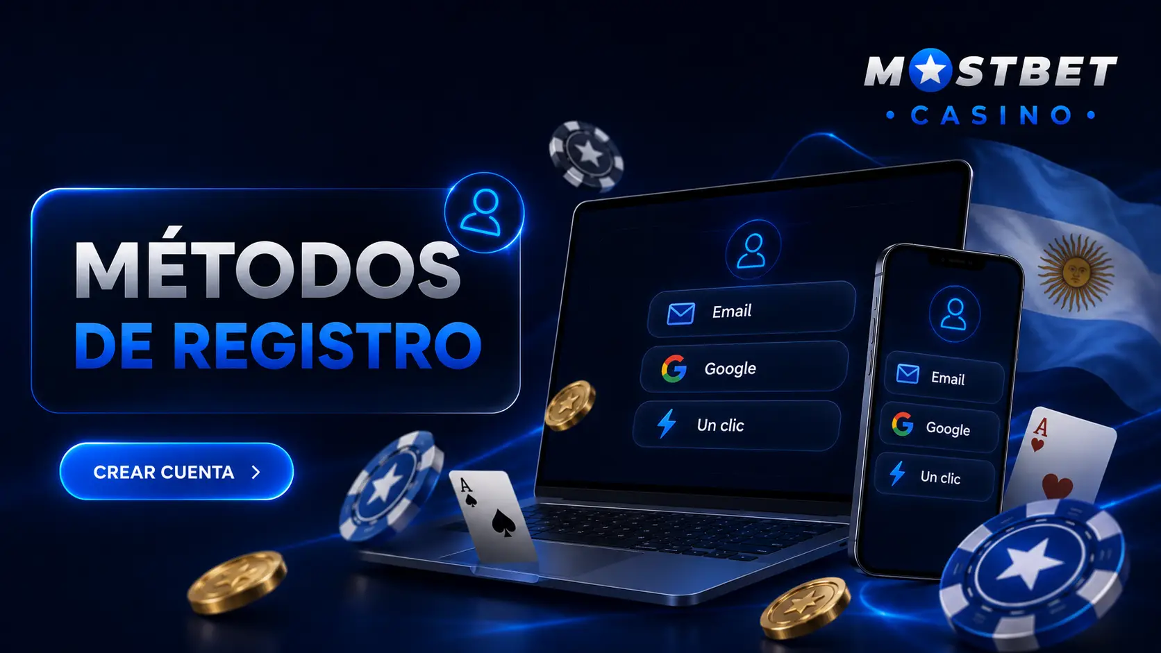 Métodos de registro disponibles: formulario, Google, redes sociales y 